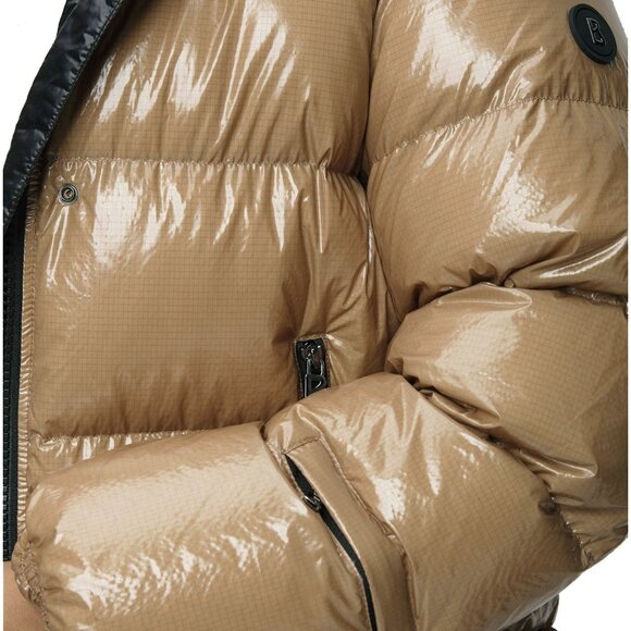 NEW $1100 Bogner Evelia Down Puffer Jacket! 8 10 12 14 Tan Luxury Lacquered Look - Picture 4 of 6
